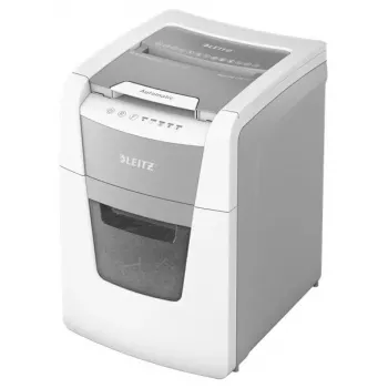 Destructora de papel LEITZ IQ Autofeed Small Office 100, corte cruzado P-4, 8 hojas, 22 cm de entrada, depósito 34 L, gris