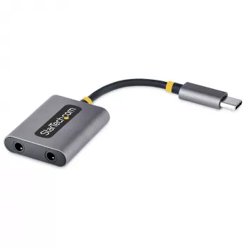 Divisor de auriculares USB-C StarTech.com, adaptador USB Type-C para dos auriculares con entrada de micrófono, adaptador USB-C a audio de 3,5 mm/adaptador USB-C para auriculares, salida de audio/aux USB-C, DAC de 24 bits