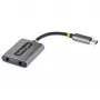 Divisor de auriculares USB-C StarTech.com, adaptador USB Type-C para dos auriculares con entrada de micrófono, adaptador USB-C a audio de 3,5 mm/adaptador USB-C para auriculares, salida de audio/aux USB-C, DAC de 24 bits