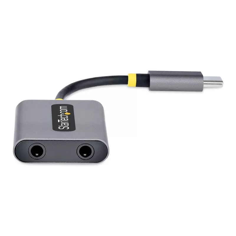 Divisor de auriculares USB-C StarTech.com, adaptador USB Type-C para dos auriculares con entrada de micrófono, adaptador USB-C a audio de 3,5 mm/adaptador USB-C para auriculares, salida de audio/aux USB-C, DAC de 24 bits