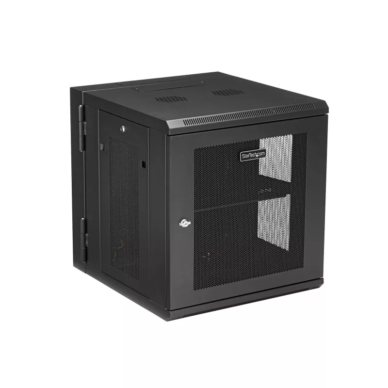 StarTech.com armario de red de montaje en pared 4 postes 12U con bandeja 1U, rack de servidor de pared abatible de 19