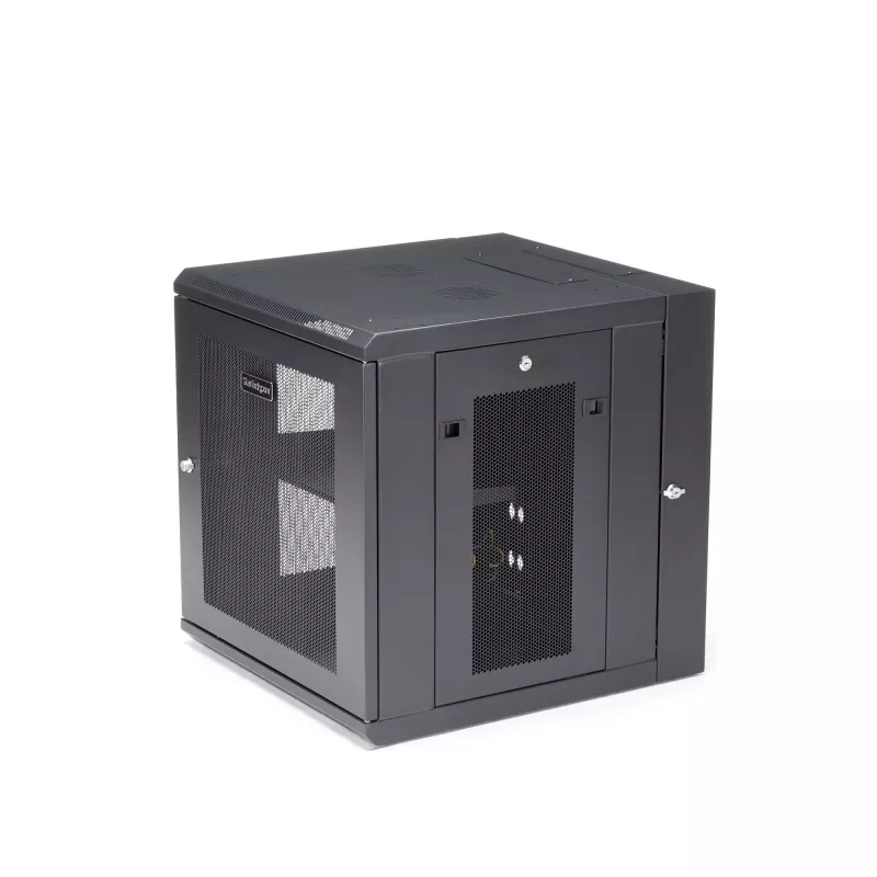 StarTech.com armario de red de montaje en pared 4 postes 12U con bandeja 1U, rack de servidor de pared abatible de 19