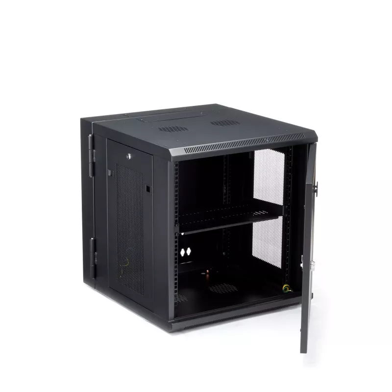 StarTech.com armario de red de montaje en pared 4 postes 12U con bandeja 1U, rack de servidor de pared abatible de 19