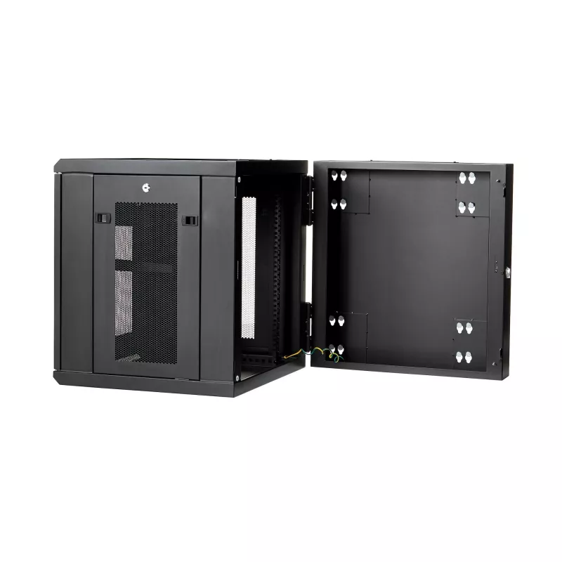 StarTech.com armario de red de montaje en pared 4 postes 12U con bandeja 1U, rack de servidor de pared abatible de 19