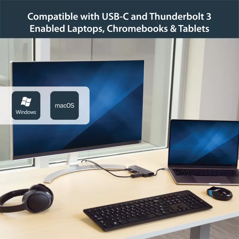 Adaptador multipuerto USB-C StarTech.com, dock USB-C portátil a HDMI 4K, hub USB 3.0 de 2 puertos, SD/SDHC, GbE, 60W PD Pass-Through - USB Type-C/Thunderbolt 3 - SUSTITUIDO POR DKT30CHSDPD1