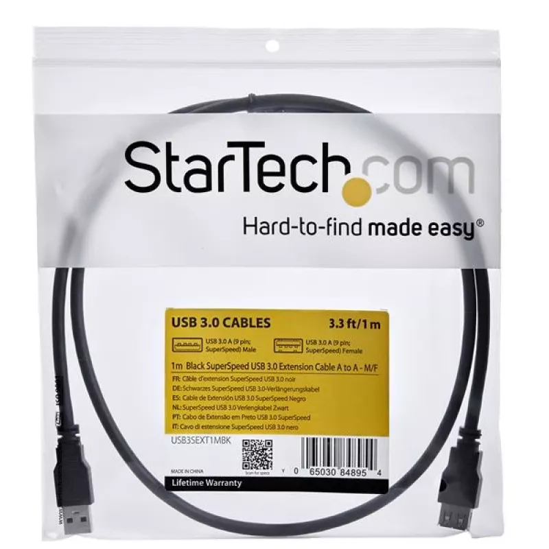 Cable de extensión SuperSpeed USB 3.0 A a A StarTech.com de 1m negro - M/H