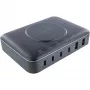 InLine Qi Powerstation Multiport cargador, 4x USB-C + 2x USB-A, GaN 100 W, carga inalámbrica 15 W, negro (31517K)