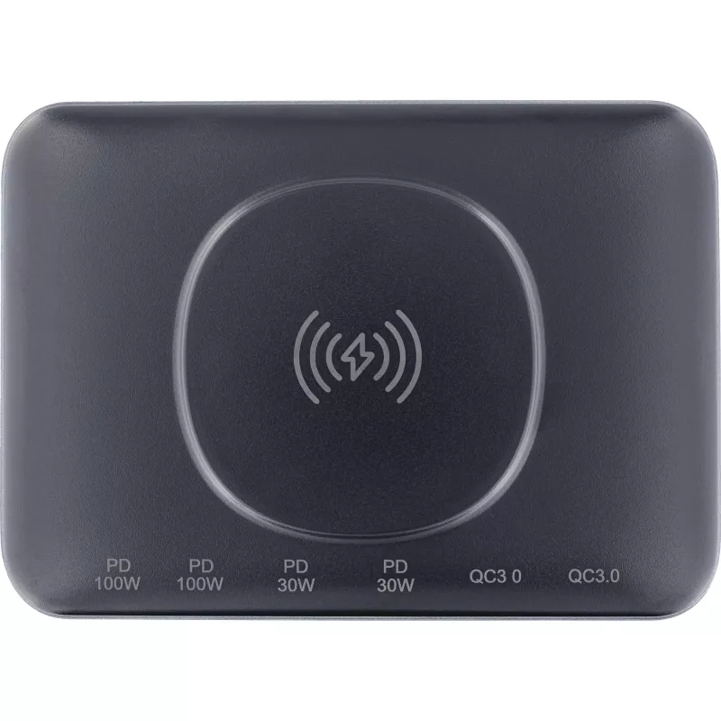 InLine Qi Powerstation Multiport cargador, 4x USB-C + 2x USB-A, GaN 100 W, carga inalámbrica 15 W, negro (31517K)
