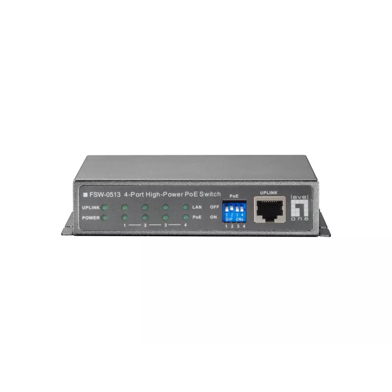 Switch Fast Ethernet PoE de 5 puertos LevelOne, 4 salidas PoE, 120 W, fuente de alimentación incluida