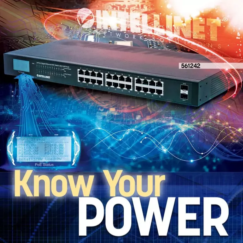Switch no gestionado Intellinet 24 puertos Gigabit Ethernet PoE+ 561242