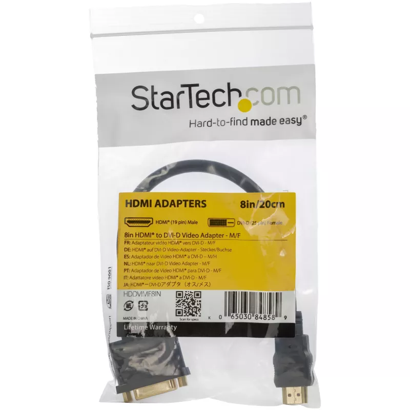 Adaptador de cable de vídeo HDMI a DVI-D de 8in StarTech.com – HDMI conector macho a DVI conector hembra