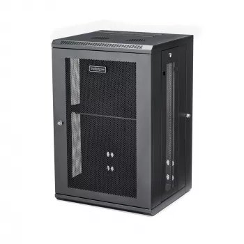 Armario de red de montaje en pared StarTech.com 4 postes 18U con bandeja 1U, rack de servidor de pared abatible de 19 pulgadas para equipos de datos/AV/electrónica/informática, carcasa de rack ventilada flexible