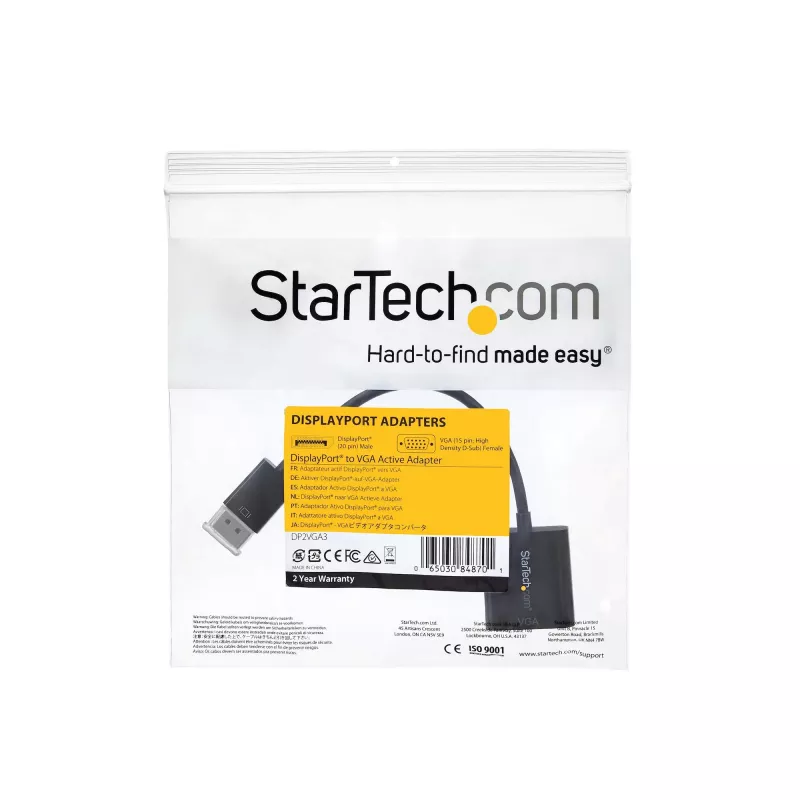 Adaptador DisplayPort a VGA StarTech.com – Convertidor activo DP a VGA – Vídeo 1080p – Adaptador de cable de fuente DP/DP++ a monitor VGA – Adaptador dongle DP a VGA digital a analógico – DP 1.2 a VGA