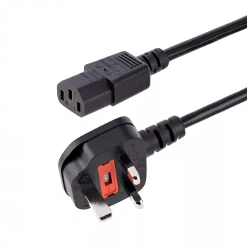 Cable de alimentación de ordenador UK StarTech.com de 10ft (3m), 18AWG, BS 1363 a C13, 10A 250V, cable de alimentación de repuesto negro, cable de alimentación UK / cable de alimentación de PC, cable de alimentación de TV/monitor