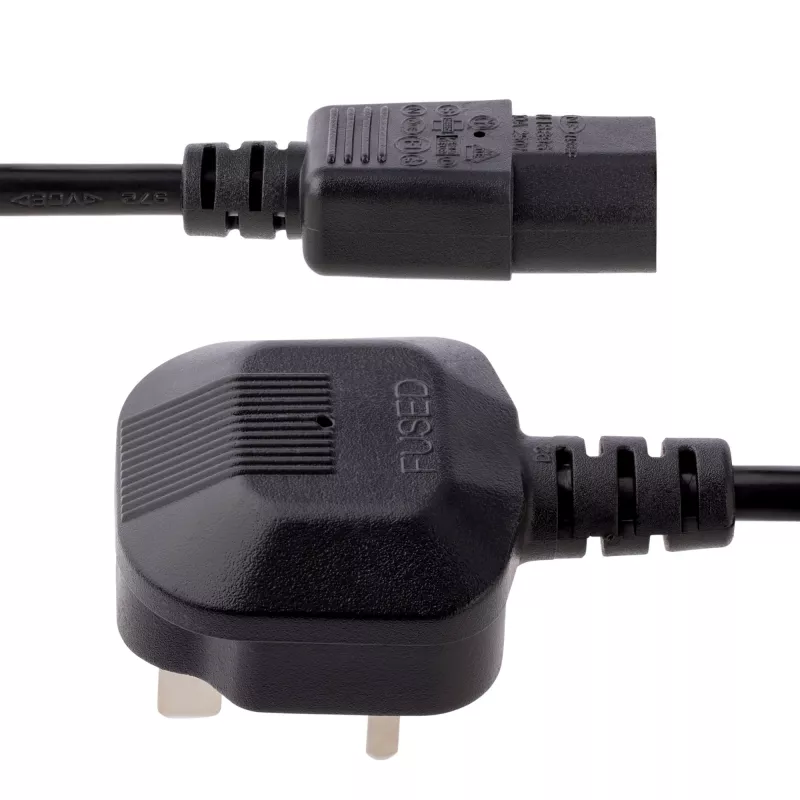 Cable de alimentación de ordenador UK StarTech.com de 10ft (3m), 18AWG, BS 1363 a C13, 10A 250V, cable de alimentación de repuesto negro, cable de alimentación UK / cable de alimentación de PC, cable de alimentación de TV/monitor