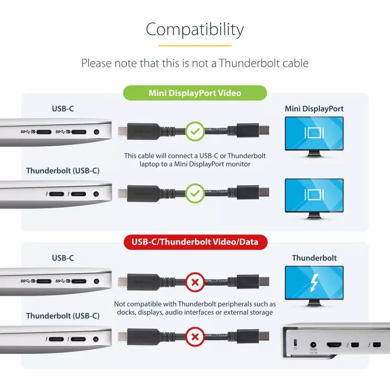 Cable USB-C a Mini DisplayPort StarTech.com – 1 m (3,3 ft.), 4K 60 Hz – negro