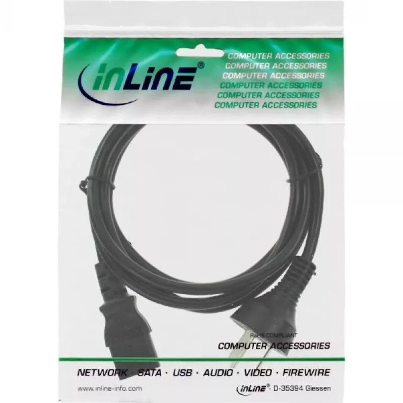 Cable de alimentación InLine, conector macho China / 3 polos IEC C13 macho, 1,8 m