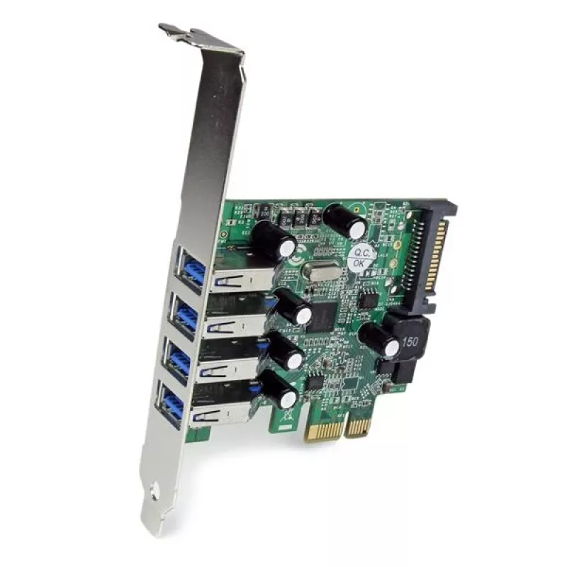 Adaptador de tarjeta controladora StarTech.com 4 puertos PCI Express PCIe SuperSpeed USB 3.0 con UASP – Alimentación SATA