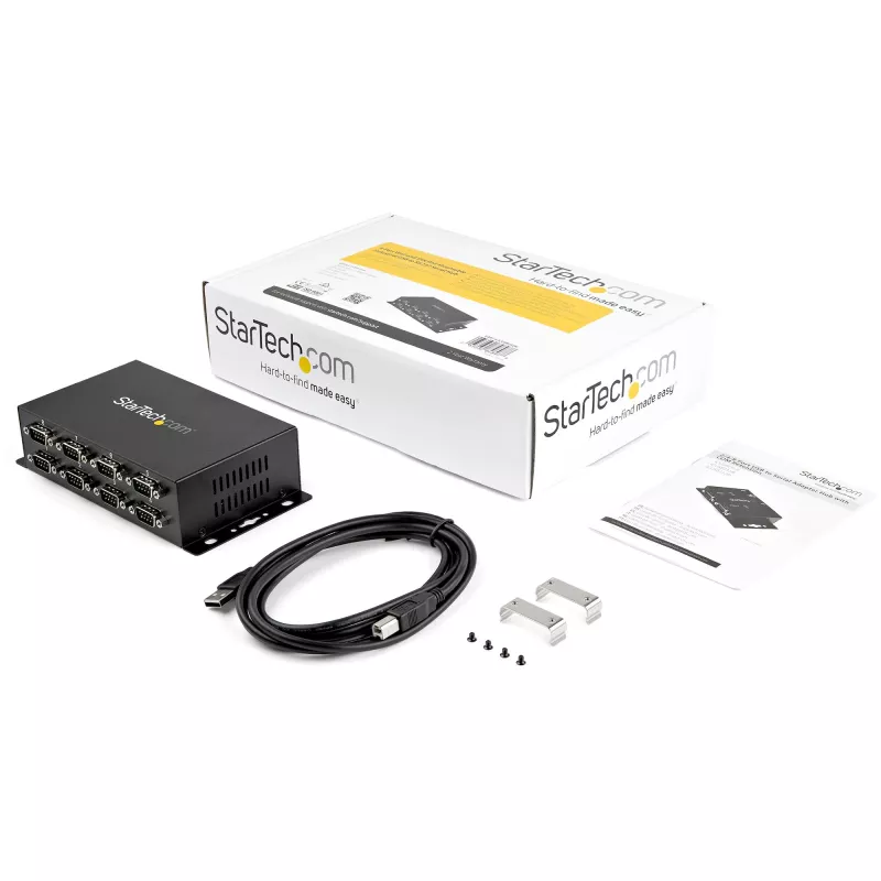 Hub adaptador StarTech.com 8 puertos USB a DB9 RS232 serie – Montaje industrial en carril DIN y pared