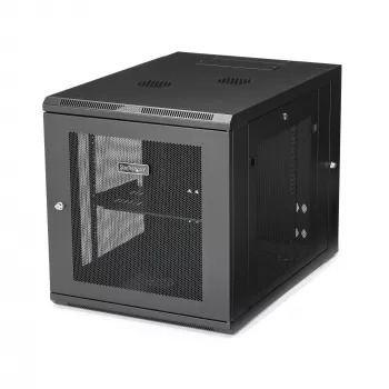 Armario de red de montaje en pared StarTech.com 4 postes 12U con estante 1U, rack de servidor de pared abatible de 19 pulgadas para equipos de datos / AV / electrónica / informática, carcasa de rack ventilada flexible