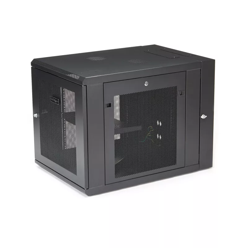Armario de red de montaje en pared StarTech.com 4 postes 12U con estante 1U, rack de servidor de pared abatible de 19 pulgadas para equipos de datos / AV / electrónica / informática, carcasa de rack ventilada flexible