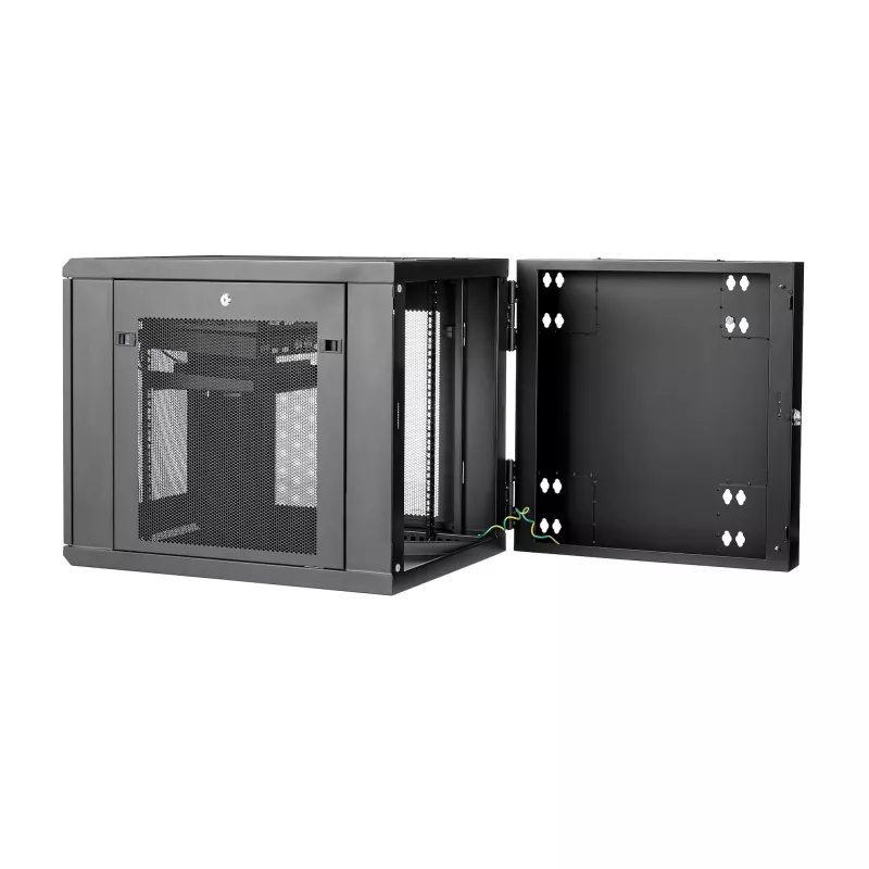 Armario de red de montaje en pared StarTech.com 4 postes 12U con estante 1U, rack de servidor de pared abatible de 19 pulgadas para equipos de datos / AV / electrónica / informática, carcasa de rack ventilada flexible