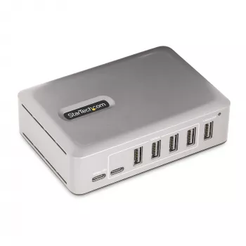 Hub USB-C de 7 puertos StarTech.com - 5x USB-A + 2x USB-C - Self-Powered con fuente de alimentación de 65W - USB 3.1 10Gbps - Hub USB para sobremesa/portátil con cable de bloqueo certificado USB-IF de 3ft - Hub USB C