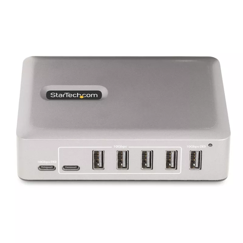 Hub USB-C de 7 puertos StarTech.com - 5x USB-A + 2x USB-C - Self-Powered con fuente de alimentación de 65W - USB 3.1 10Gbps - Hub USB para sobremesa/portátil con cable de bloqueo certificado USB-IF de 3ft - Hub USB C