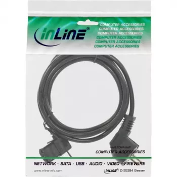 Cable de alimentación InLine, CEE 7/7 acodado / IEC C13 de 3 polos acodado a la izquierda, negro, 0,5 m