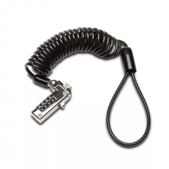 Candado de combinación portátil y delgado Kensington para ranura de seguridad estándar, 1,8 m, Kensington, candado de combinación, acero al carbono, negro, plateado