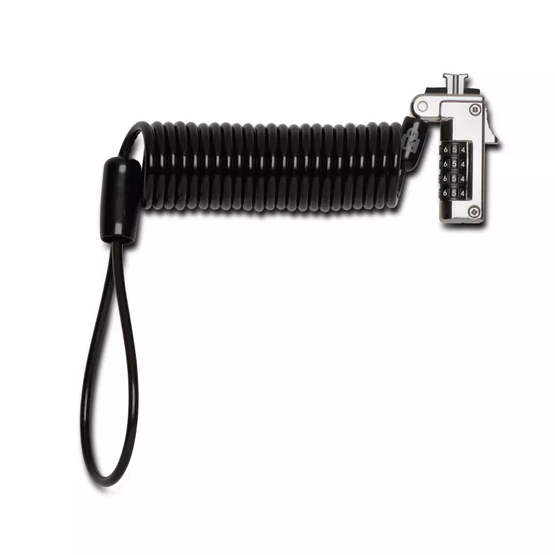 Candado de combinación portátil y delgado Kensington para ranura de seguridad estándar, 1,8 m, Kensington, candado de combinación, acero al carbono, negro, plateado