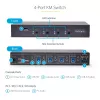 Conmutador KM de 4 puertos StarTech.com con conmutación de ratón, conmutador USB para teclado/ratón, audio de 3,5mm/USB, uso compartido de periféricos para 4 ordenadores, conforme a TAA