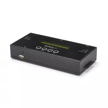 Duplicador y borrador de discos duros independiente 1:1 StarTech.com, clonador/copiador de HDD/SSD SAS y SATA, duplicador y sanitizador de discos duros, pantalla LCD, conforme a TAA