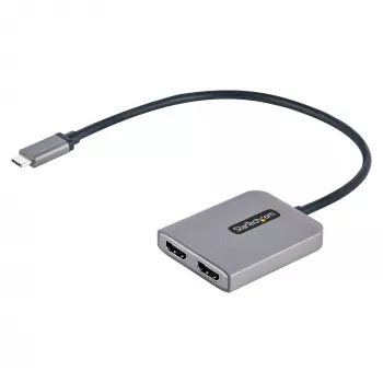 Hub MST USB-C a doble HDMI StarTech.com - Doble HDMI 4K 60Hz - Adaptador multipantalla USB Type-C para portátil con cable de 30cm - Hub de transporte multi-stream DP 1.4 - Splitter USB-C a HDMI