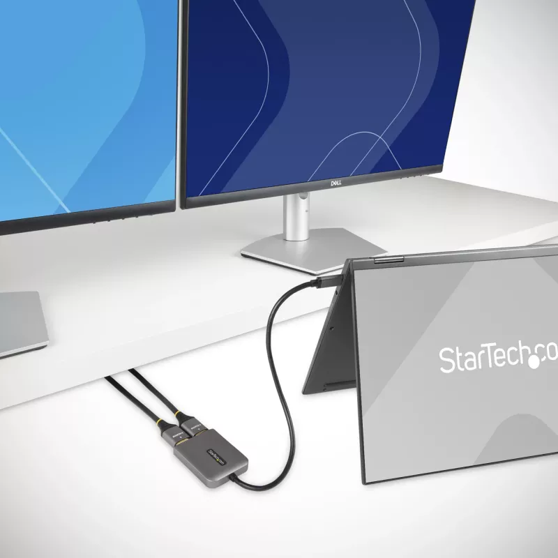 Hub MST USB-C a doble HDMI StarTech.com - Doble HDMI 4K 60Hz - Adaptador multipantalla USB Type-C para portátil con cable de 30cm - Hub de transporte multi-stream DP 1.4 - Splitter USB-C a HDMI