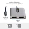 Hub MST USB-C a doble HDMI StarTech.com - Doble HDMI 4K 60Hz - Adaptador multipantalla USB Type-C para portátil con cable de 30cm - Hub de transporte multi-stream DP 1.4 - Splitter USB-C a HDMI