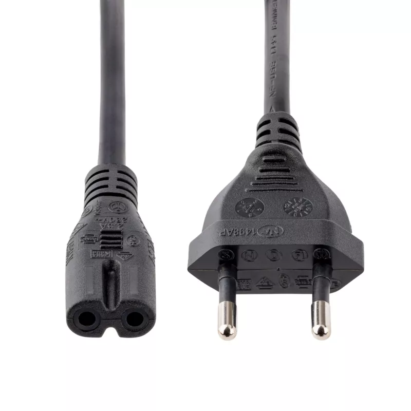 Cable de alimentación para portátil StarTech.com de 1m (3ft), enchufe EU a C7, 2,5A 250V, 18AWG, cable de repuesto para portátil, cable de alimentación para impresora, cable de carga para portátil, cable de fuente de alimentación para portátil – listado UL