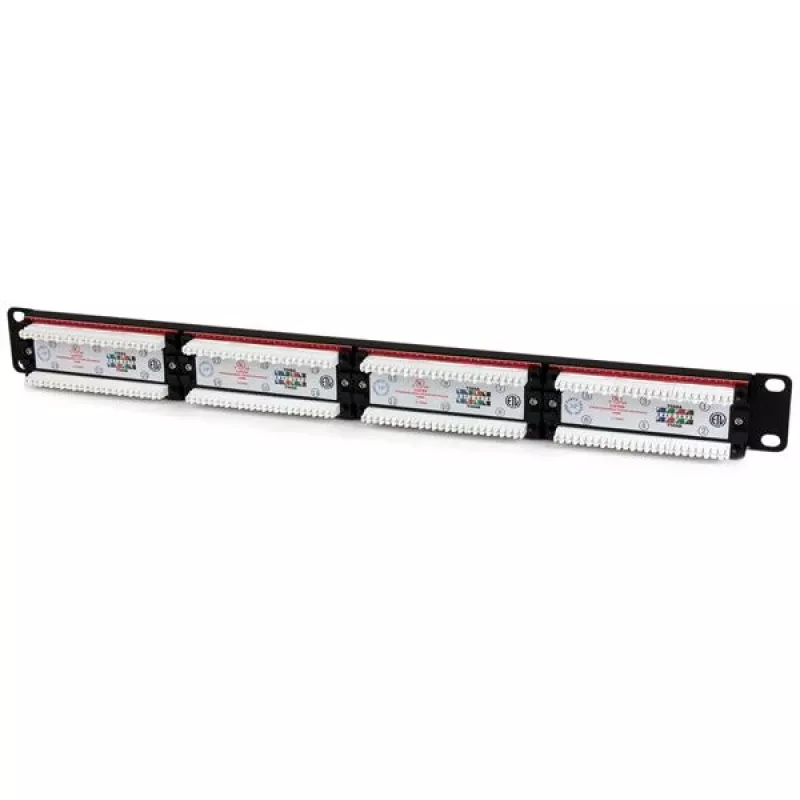 StarTech.com panel de parcheo Cat 6 110 de 24 puertos 1U para rack, RJ-45, montaje en rack, 1U, negro, RoHS, CE, ETL, UL