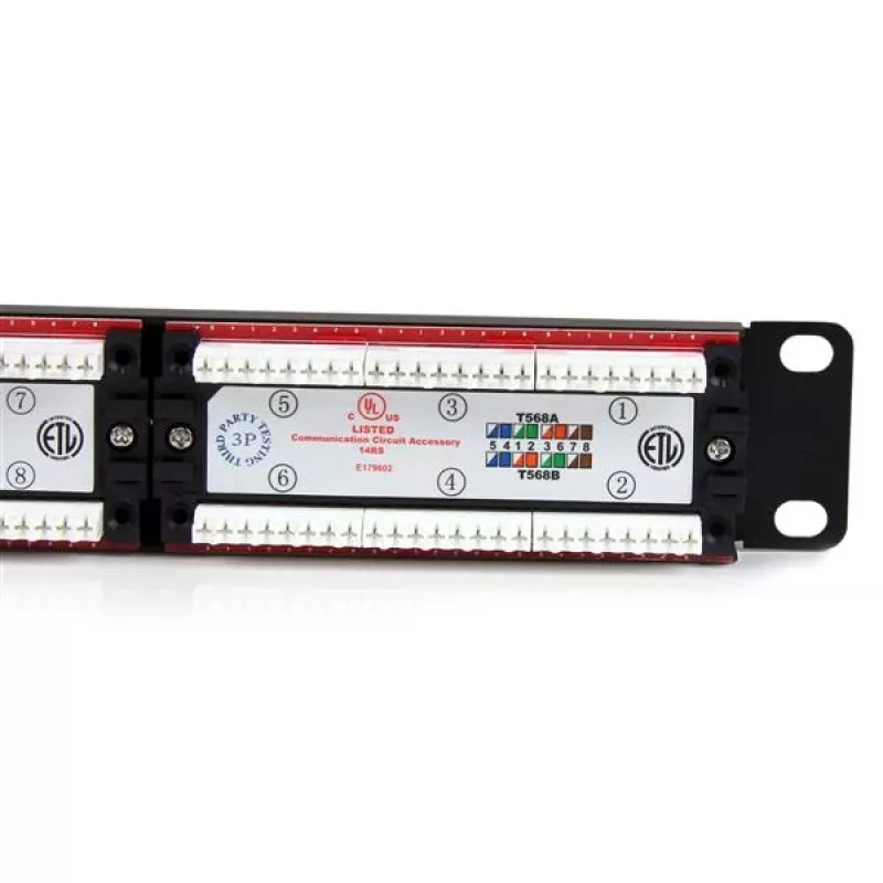 StarTech.com panel de parcheo Cat 6 110 de 24 puertos 1U para rack, RJ-45, montaje en rack, 1U, negro, RoHS, CE, ETL, UL