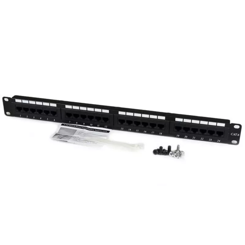 StarTech.com panel de parcheo Cat 6 110 de 24 puertos 1U para rack, RJ-45, montaje en rack, 1U, negro, RoHS, CE, ETL, UL