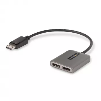 StarTech.com hub DisplayPort MST de 2 puertos, doble 4K 60Hz, adaptador DP a 2x monitor DisplayPort, adaptador de vídeo multipantalla DP 1.4, cable integrado de 30 cm, alimentado por USB, solo Windows