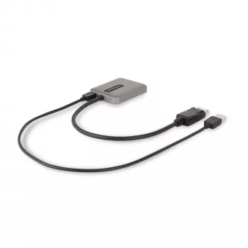 StarTech.com hub DisplayPort MST de 2 puertos, doble 4K 60Hz, adaptador DP a 2x monitor DisplayPort, adaptador de vídeo multipantalla DP 1.4, cable integrado de 30 cm, alimentado por USB, solo Windows