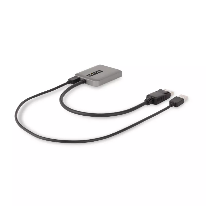 StarTech.com hub DisplayPort MST de 2 puertos, doble 4K 60Hz, adaptador DP a 2x monitor DisplayPort, adaptador de vídeo multipantalla DP 1.4, cable integrado de 30 cm, alimentado por USB, solo Windows