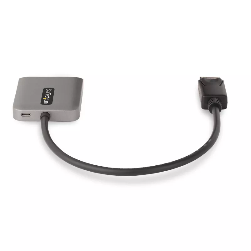 StarTech.com hub DisplayPort MST de 2 puertos, doble 4K 60Hz, adaptador DP a 2x monitor DisplayPort, adaptador de vídeo multipantalla DP 1.4, cable integrado de 30 cm, alimentado por USB, solo Windows