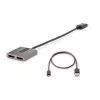 StarTech.com hub DisplayPort MST de 2 puertos, doble 4K 60Hz, adaptador DP a 2x monitor DisplayPort, adaptador de vídeo multipantalla DP 1.4, cable integrado de 30 cm, alimentado por USB, solo Windows