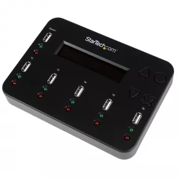 StarTech.com duplicador y borrador de memorias USB independiente de 1 a 5, copiador de unidades flash USB múltiples, copia de sistema y archivos y de unidad completa a 1,5 GB/min, borrado individual y de 3 pasadas, pantalla LCD – TAA