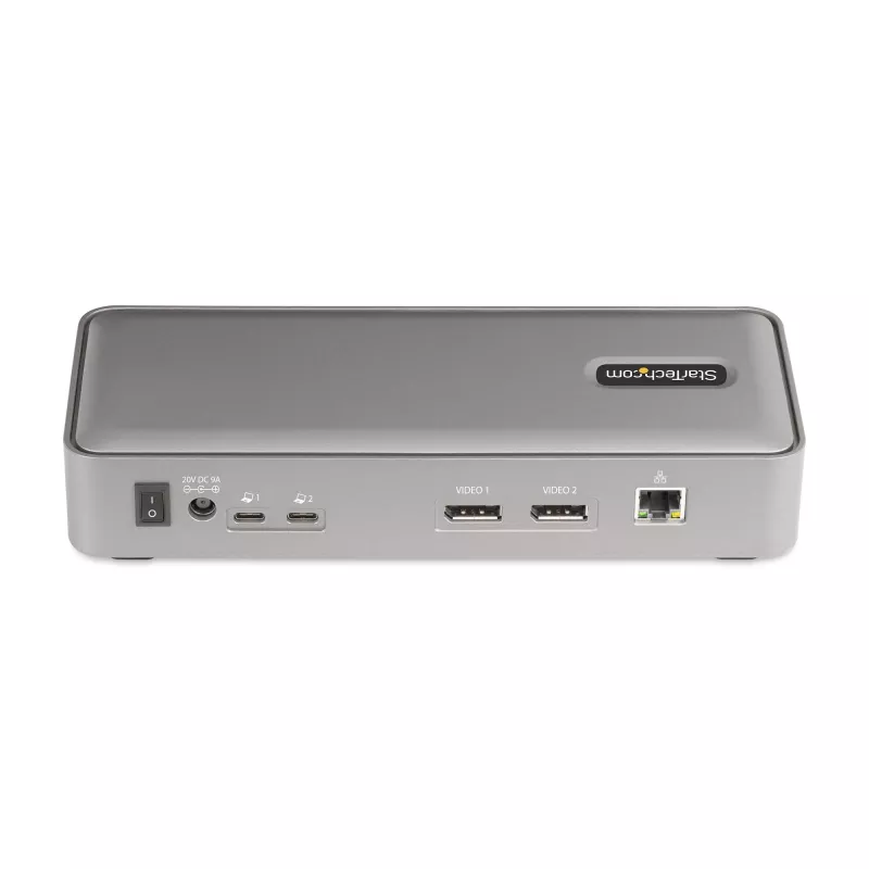 StarTech.com estación de acoplamiento KVM USB-C para dos portátiles, dock DisplayPort de doble monitor 4K 60Hz, hub USB de 5 puertos, GbE, Power Delivery de 90W/45W a dos portátiles, Windows/Mac, dock KVM de 2 hosts - TAA