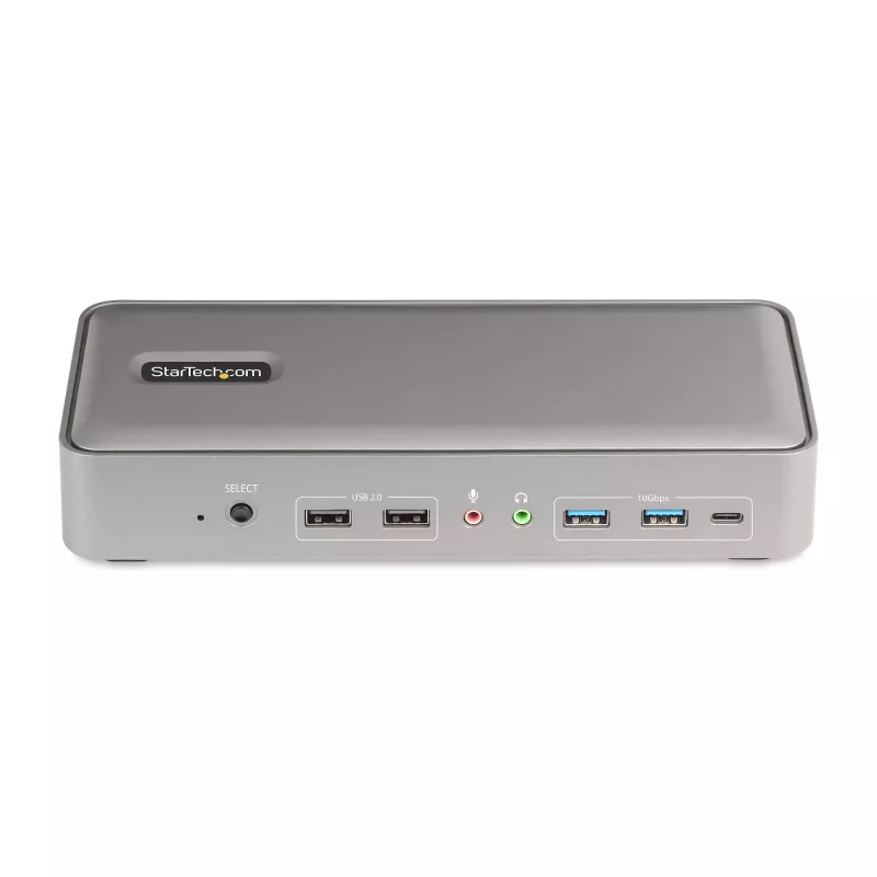 StarTech.com estación de acoplamiento KVM USB-C para dos portátiles, dock DisplayPort de doble monitor 4K 60Hz, hub USB de 5 puertos, GbE, Power Delivery de 90W/45W a dos portátiles, Windows/Mac, dock KVM de 2 hosts - TAA