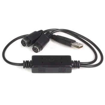 StarTech.com adaptador USB a PS/2 – teclado y ratón, 0,435 m, negro, 1 – USB A, 2 – DIN 6, 46 g, 142 mm, 175 mm