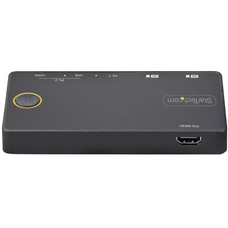 StarTech.com switch KVM híbrido USB-A + HDMI y USB-C de 2 puertos - monitor único HDMI 2.0 4K 60Hz - switch KVM HDMI compacto para sobremesa y/o portátil - alimentado por bus USB - compatible con Thunderbolt 3